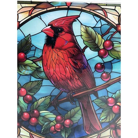 Lorkako Cardinal Bird Stained Glass Jigsaw Puzzle 1000 Piece Adult Red Blue New - Picture 2 of 8